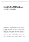 PSI ESTHETICS INDIANA STATE BOARD STUDY GUIDE EXAM WITH CORRECT ANSWERS