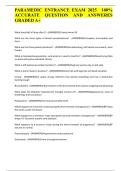 PARAMEDIC ENTRANCE EXAM 2025  100&percnt; ACCURATE QUESTION AND ANSWERES GRADED A&plus;