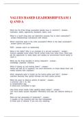 VALUES BASED LEADERSHIP EXAM 1 Q AND A
