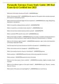 Paramedic Entrance Exam Study Guide&sol; 200 Real Exam Qs & Certified Ans&sol; 2025