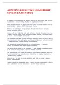 APPLYING EFFECTIVE LEADERSHIP STYLES EXAM STUDY