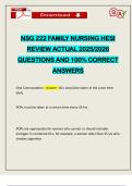 NSG 222 FAMILY NURSING HESI REVIEW ACTUAL 2025&sol;2026 QUESTIONS AND 100&percnt; CORRECT ANSWERS
