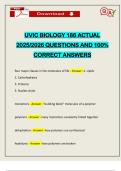 UVIC BIOLOGY 186 ACTUAL 2025&sol;2026 QUESTIONS AND 100&percnt; CORRECT ANSWERS