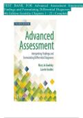 TEST BANK FOR ADVANCED ASSESSMENT INTERPRETING FINDINGS AND FORMULATING DIFFERENTIAL DIAGNOSIS 4th EDITION