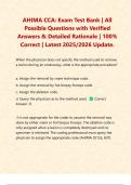 AHIMA CCA&colon; Exam Test Bank &vert; All Possible Questions with Verified Answers & Detailed Rationale &vert; 100&percnt; Correct &vert; Latest 2025&sol;2026 Update&period;