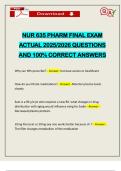 NEWEST 2025&sol;2026 NUR 635 PHARM FINAL EXAM ACTUAL QUESTIONS AND 100&percnt; CORRECT ANSWERS