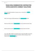 TEXAS MOLD REMEDIATION CONTRACTOR STATE EXAM WITH CORRECT ANSWERS