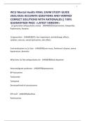 WCU Mental Health FINAL EXAM STUDY GUIDE 2025&sol;2026 ACCURATE QUESTIONS AND VERIFIED CORRECT SOLUTIONS WITH RATIONALES &vert;&vert; 100&percnt; GUARANTEED PASS <LATEST VERSION>