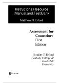Assessment for Counselors &lpar;1st Edition&rpar; by Bradley T&period; Erford &ndash; Complete Solutions Manual & Test Bank for All Chapters &vert; Verified Answers