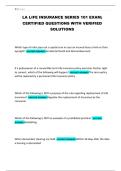 LA LIFE INSURANCE SERIES 101 EXAM&semi; CERTIFIED QUESTIONS WITH VERIFIED ANSWERS