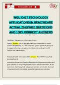WGU C427 TECHNOLOGY APPLICATIONS IN HEALTHCARE ACTUAL 2025&sol;2026 QUESTIONS AND 100&percnt; CORRECT ANSWERS