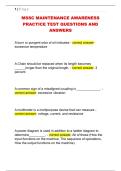 MSSC MAINTENANCE AWARENESS  PRACTICE TEST QUESTIONS AND  ANSWERS