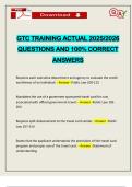 GTC TRAINING ACTUAL 2025&sol;2026 QUESTIONS AND 100&percnt; CORRECT ANSWERS