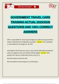 GOVERNMENT TRAVEL CARD TRAINING ACTUAL 2025&sol;2026 QUESTIONS AND 100&percnt; CORRECT ANSWERS