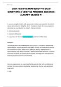 2024 HESI Pharmacology V1 Exam Latest &lpar;2025 &sol; 2026&rpar; Questions and Verified Answers &vert; Grade A&plus;