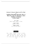 Applying Educational Research&colon; How To Read&comma; Do&comma; and Use Research To Solve Problems of Practice &lpar;7th Edition&rpar; by M&period; D&period; Gall&comma; Joyce P&period; Gall & Walter R&period; Borg &ndash; Complete Test Bank with Verified Questions & Answers for All Chapters
