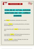CCNA 200-301 ACTUAL 2025&sol;2026 QUESTIONS AND 100&percnt; CORRECT ANSWERS
