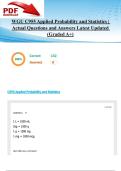 WGU C955 &vert; Applied Probability & Statistics &vert; Actual Questions and Answers &vert; Latest 2025&sol;2026 Update &lpar;Graded A&plus;&rpar;