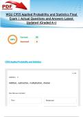 WGU C955 Final Exam &vert; Applied Probability & Statistics &vert; Actual Questions & Answers &vert; Latest 2025&sol;2026 Update &lpar;Graded A&plus;&rpar;