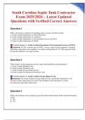 South Carolina Septic Tank Contractor Exam 2025&sol;2026 &ndash; Latest Updated Questions with Verified Correct Answers