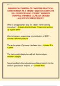 MINNESOTA COSMETOLOGY WRITTEN PRACTICAL  EXAM VERSION A& B NEWEST 2025&sol;2026 COMPLETE  200&plus; QUESTIONS AND CORRECT ANSWERS  &lpar;VERIFIED ANSWERS&rpar; &vert;ALREADY GRADED  A&plus;&vert;&vert;LATEST EXAM VERSION&excl;&excl;&excl; 