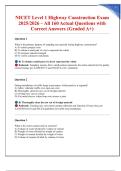 NICET Level 1 Highway Construction Exam 2025&sol;2026 &ndash; All 160 Actual Questions with Correct Answers &lpar;Graded A&plus;&rpar;