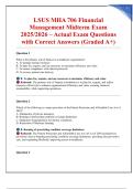 LSUS MHA 706 Financial Management Midterm Exam 2025&sol;2026 &ndash; Actual Exam Questions with Correct Answers &lpar;Graded A&plus;&rpar;