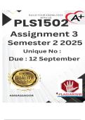 PLS1502 Assignment 3 (OPTION A & B COMPLETE ANSWERS) Semester 2 2025 - DUE 12 September 2025