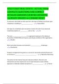 GOLD COAST REAL ESTATE - ACTUAL EXAM  COMPLETE QUESTIONS AND CORRECT  DETAILED ANSWERS &lpar;VERIFIED ANSWERS&rpar;  &vert;ALREADY GRADED A&plus;&vert;&vert;BRAND NEW&excl;&excl; 