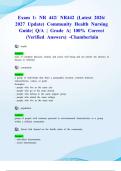 Exam 1&colon; NR 442&sol; NR442 &lpar;Latest 2026&sol; 2027 Update&rpar; Community Health Nursing Guide&vert; Q&sol;A &vert; Grade A&vert; 100&percnt; Correct &lpar;Verified Answers&rpar; -Chamberlain