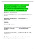 GOLD COAST REAL ESTATE - ACTUAL EXAM  COMPLETE QUESTIONS AND CORRECT  DETAILED ANSWERS &lpar;VERIFIED ANSWERS&rpar;  &vert;ALREADY GRADED A&plus;&vert;&vert;BRAND NEW&excl;&excl; 