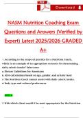 NASM Nutrition Coaching Exam Questions and Answers &ndash; Verified by Expert 2025&sol;2026&comma; Graded A&plus;