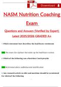 BUNDLE for NASM Nutrition Exam Study Guide &ndash; Questions and Answers &lpar;Verified by Expert&rpar; 2025&sol;2026&comma; Graded A 