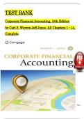 Test Bank For Corporate Financial Accounting&comma; 16th Edition  by Carl S&period; Warren Jeff Jones&comma; Verified Chapters 1 - 14&comma; Complete Newest Version