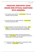 PEDIATRIC DENTISTRY EXAM  BRAND NEW OFFICIAL QUESTIONS  WITH ANSWERS&period; 