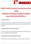 NASM Certified Nutrition Coaching Exam Study  Guide   Questions and Answers &lpar;Verified by Expert&rpar;  Latest 2025&sol;2026 GRADED A&plus;