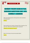 BARBER THEORY EXAM ACTUAL 2025&sol;2026 QUESTIONS AND 100&percnt; CORRECT ANSWERS