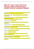 NSG 316&colon; Topic 7 Exam Real Exam Questions With Verified Solutions LATEST UPDATE &vert; ALREADY PASSED