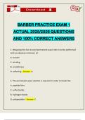BARBER PRACTICE EXAM 1 ACTUAL 2025&sol;2026 QUESTIONS AND 100&percnt; CORRECT ANSWERS