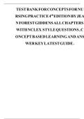 TEST BANK FOR CONCEPTS FOR NURSING PRACTICE 4TH EDITION BY JEAN FORET GIDDENS ALL CHAPTERS WITH NCLEX STYLE QUESTIONS CONCEPT BASED LEARNING AND INSTRUCTOR ANSWER 