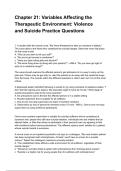 Chapter 21&colon; Variables Affecting the Therapeutic Environment&colon; Violence and Suicide Practice Questions NEWEST 2025&sol;2026 ACTUAL EXAM COMPLETE QUESTIONS AND CORRECT DETAILED ANSWERS &lpar;VERIFIED ANSWERS&rpar; &vert;ALREADY GRADED A&plus;&vert;&vert;BRAND NEW&excl;&excl;