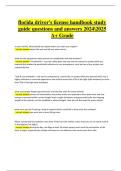 Florida Driver's License Handbook Study Guide with Verified Questions and Correct Answers &vert; A&plus;