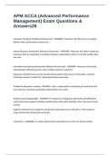 APM ACCA &lpar;Advanced Performance Management&rpar; Exam Questions & Answers