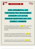 IOWA ORNAMENTAL AND TURFGRASS PEST MANAGEMENT CATEGORY 3 OT ACTUAL 2025&sol;2026 QUESTIONS AND 100&percnt; CORRECT ANSWERS