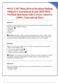 WGU C207 Data-Driven Decision Making Objective Assessment Exam 2025&sol;2026 &ndash; Verified Questions with Correct Answers &lpar;100&percnt; Guaranteed Pass&rpar;