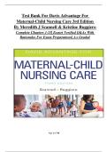 Test Bank For Davis Advantage For  Maternal-Child Nursing Care 3rd Edition By Meredith J Scannell & Kristine Ruggiero Complete Chapters 1-33&vert; A&plus; Graded