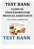 Clinical Procedures for Medical Assistants &lpar;11th Edition&comma; Bonewit-West&rpar; Complete Test Bank with Verified Questions and Answers