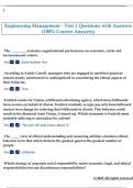 Engineering Management - Test 1 Questions with Answers  &lpar;100&percnt; Correct Answers&rpar; 