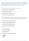CWCM Pre-Service Exam Study Guide &lpar;Latest 2025 &sol; 2026 Update&rpar; Questions and Verified Answers &vert; 100&percnt; Correct &vert; Grade A&plus;
