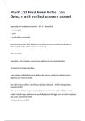 Psych 121 Final Exam Notes &lpar;Jan Gelech&rpar; with verified answers passed